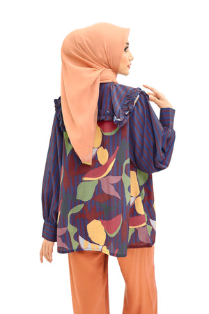 Fruta Ruffle Shirt - Navy