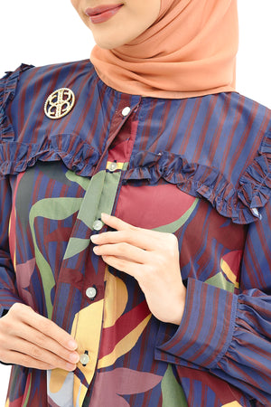 Fruta Ruffle Shirt - Navy