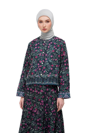Gardenia Eid Crop Shirt - Midnight
