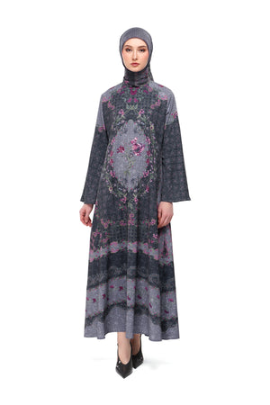 Gardenia Eid Loose Dress - Dark Grey