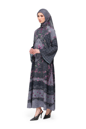 Gardenia Eid Loose Dress - Dark Grey