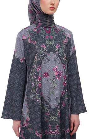 Gardenia Eid Loose Dress - Dark Grey