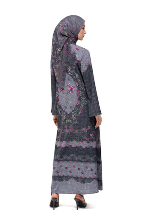 Gardenia Eid Loose Dress - Dark Grey