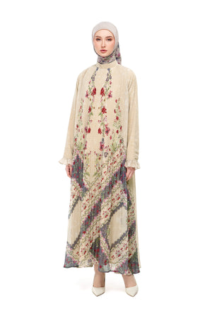 Gardenia Eid Pleated Dress - Beige