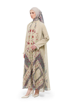 Gardenia Eid Pleated Dress - Beige