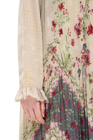 Gardenia Eid Pleated Dress - Beige