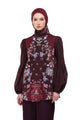 Gardenia Eid Puff Sleeve Top - Maroon