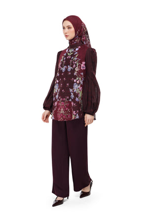Gardenia Eid Puff Sleeve Top - Maroon