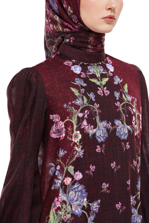 Gardenia Eid Puff Sleeve Top - Maroon