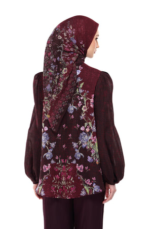 Gardenia Eid Puff Sleeve Top - Maroon