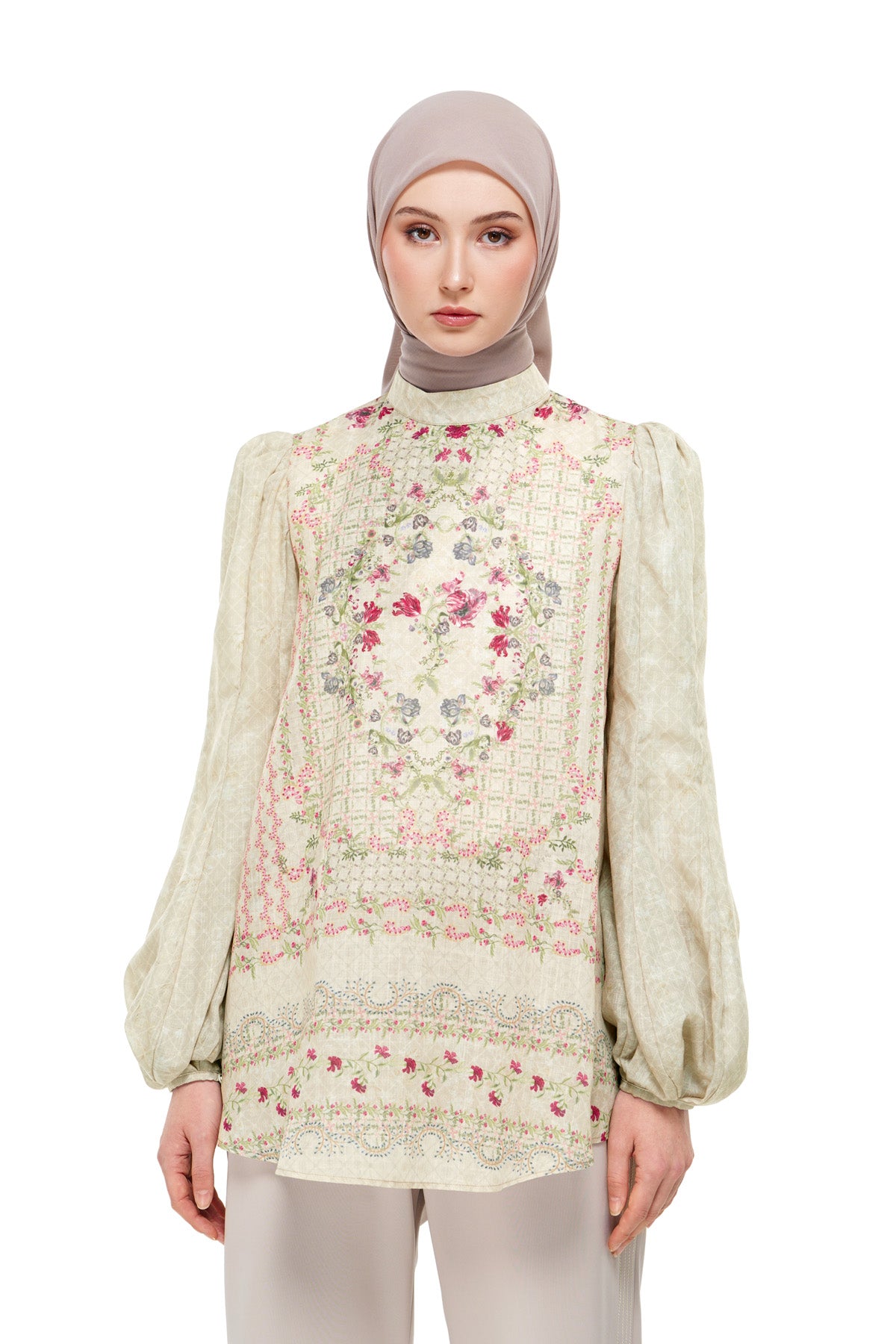 Gardenia Eid Puff Sleeve Top - Beige