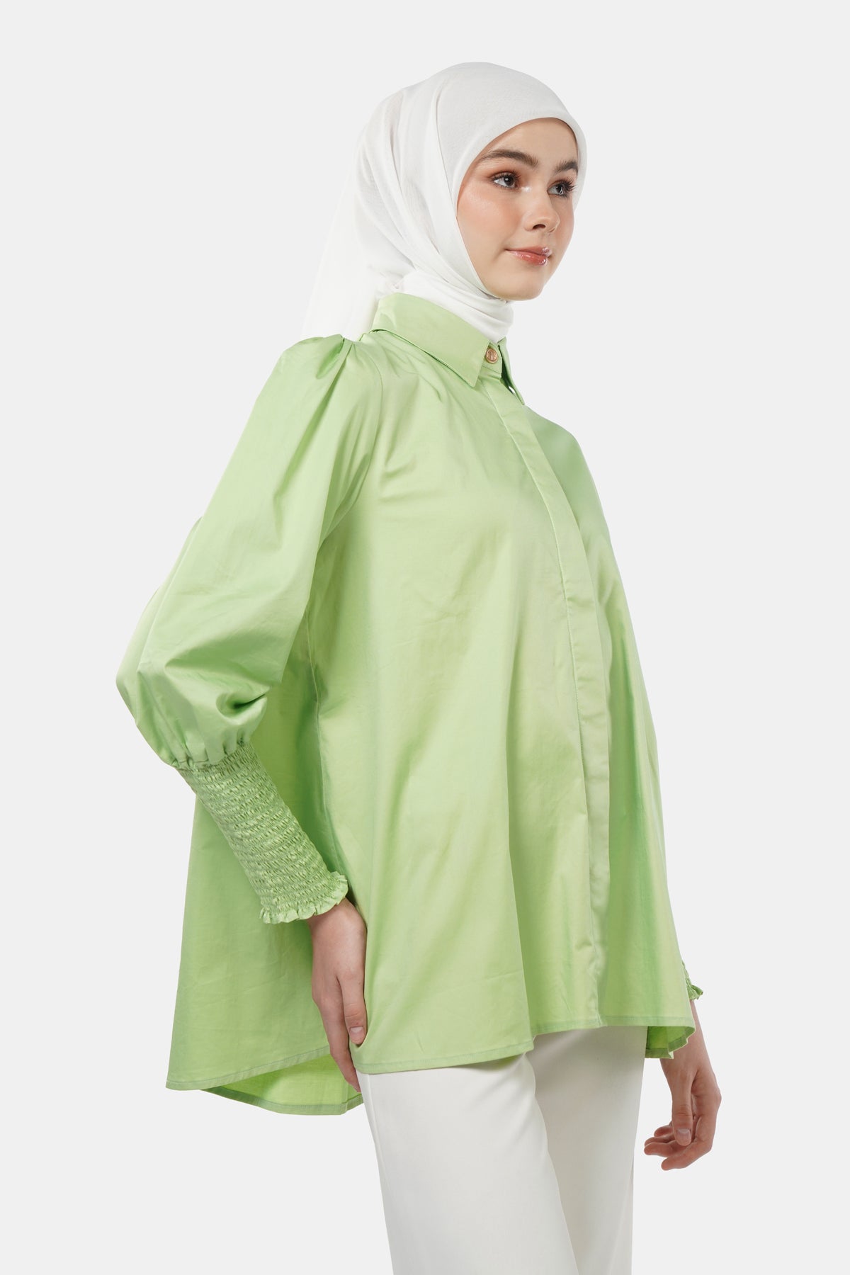 Giselle Smock Shirt - Green