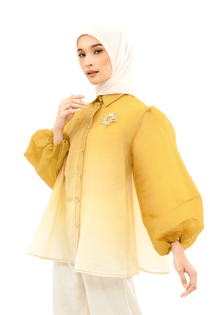 Gradient Pleated Shirt - Yellow