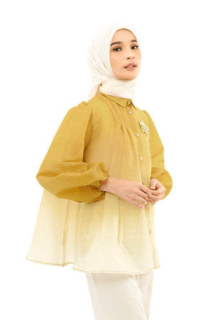 Gradient Pleated Shirt - Yellow