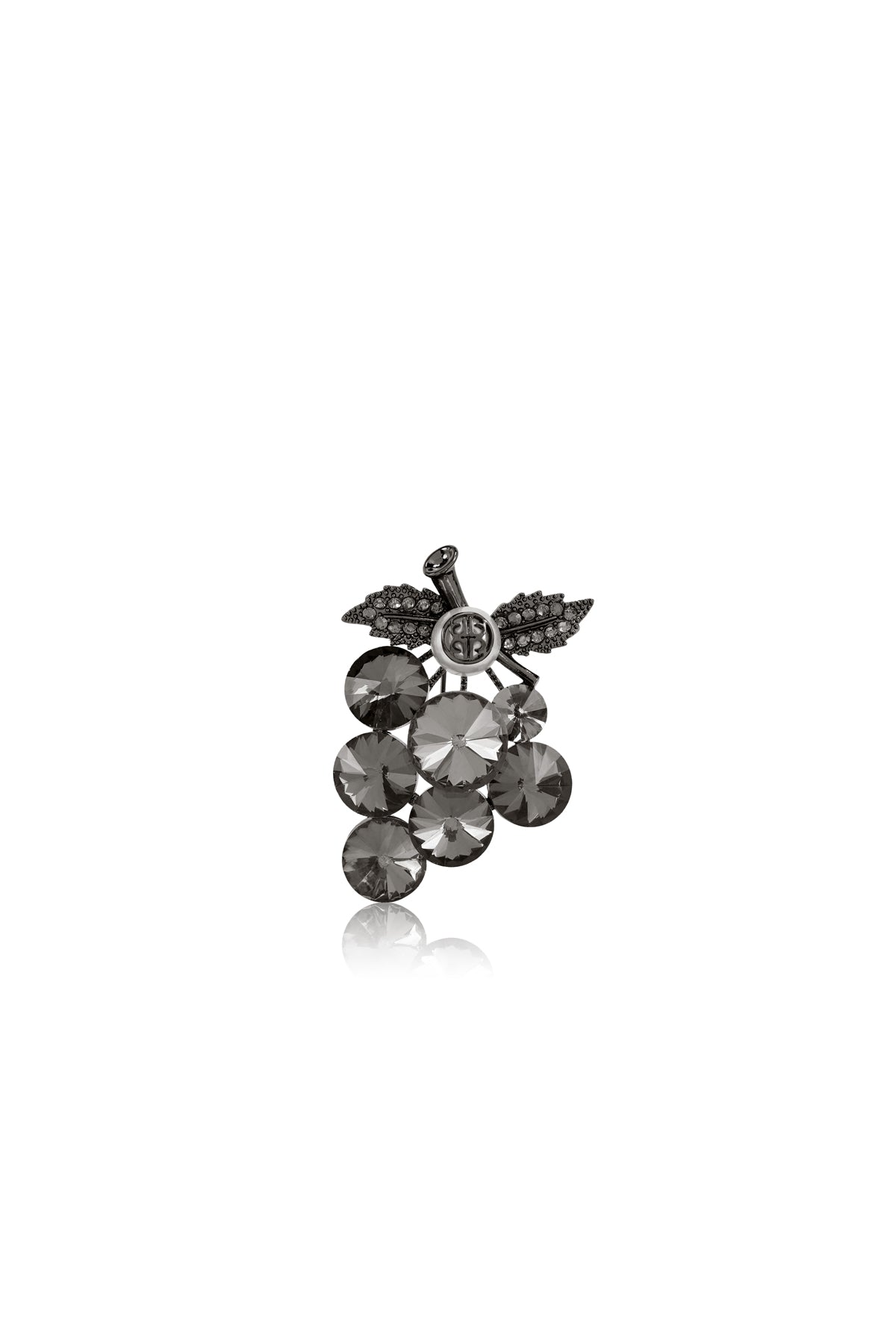 Grape Crystal Brooch - Black