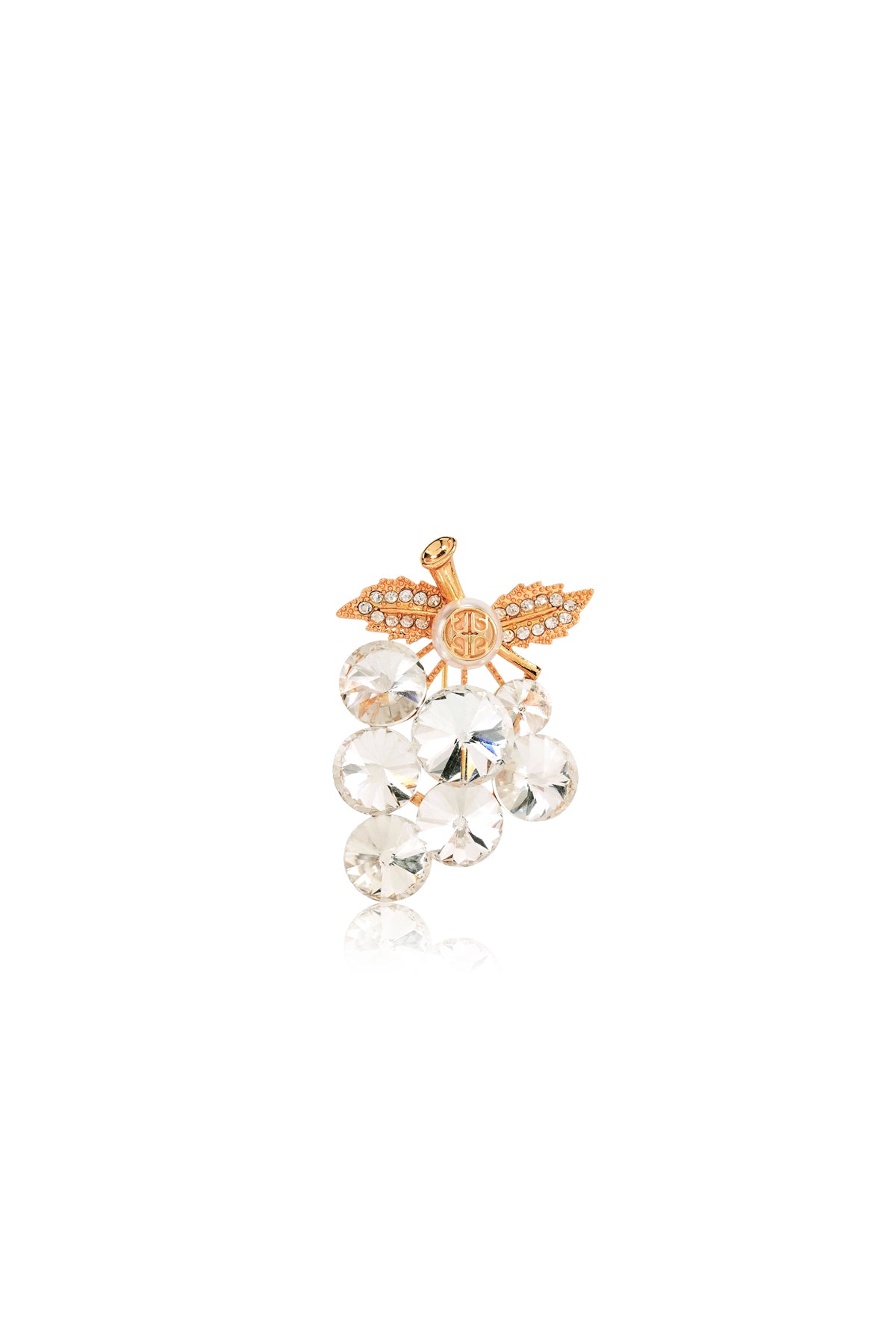 Grape Crystal Brooch - Gold