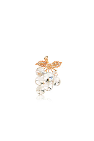 Grape Crystal Brooch - Gold