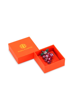 Grape Crystal Brooch - Purple