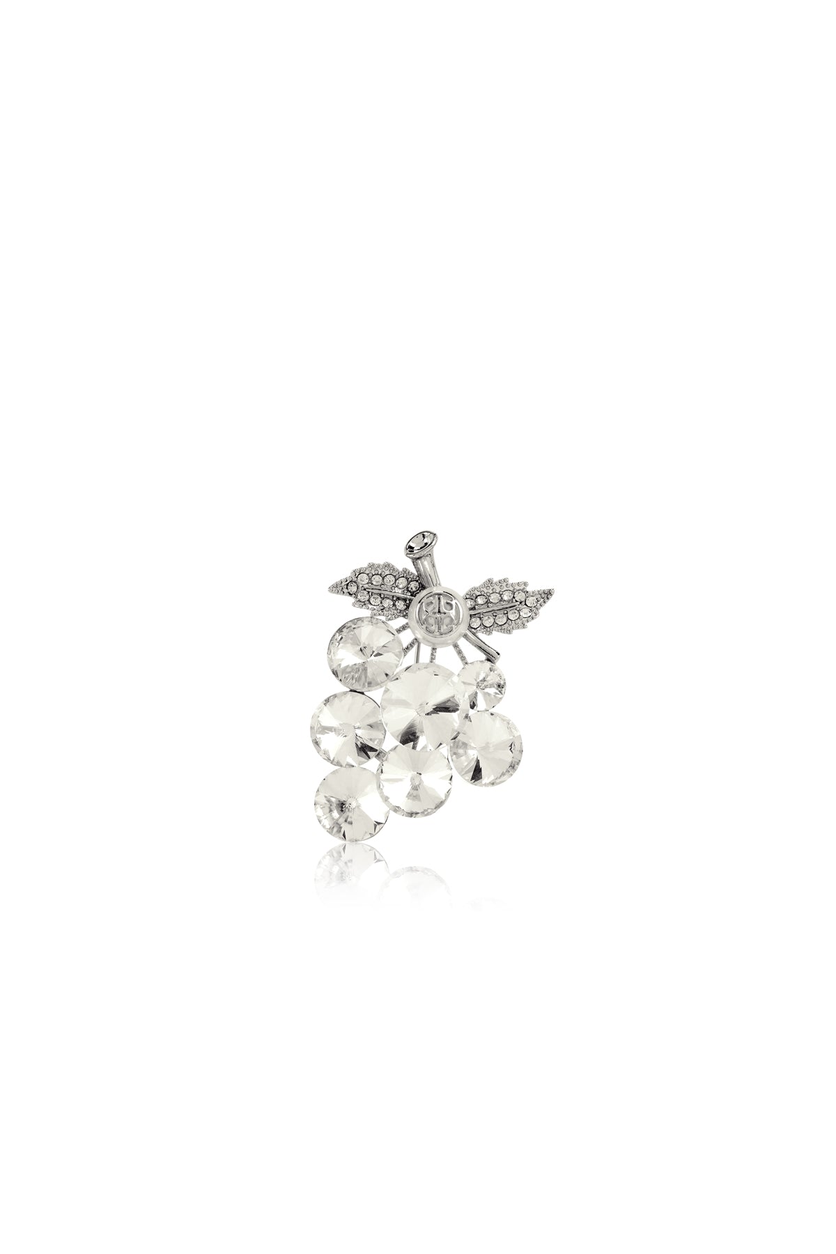 Grape Crystal Brooch - Silver