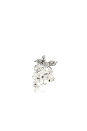 Grape Crystal Brooch - Silver