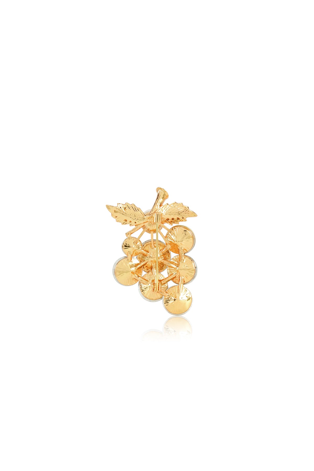 Grape Crystal Brooch - Gold
