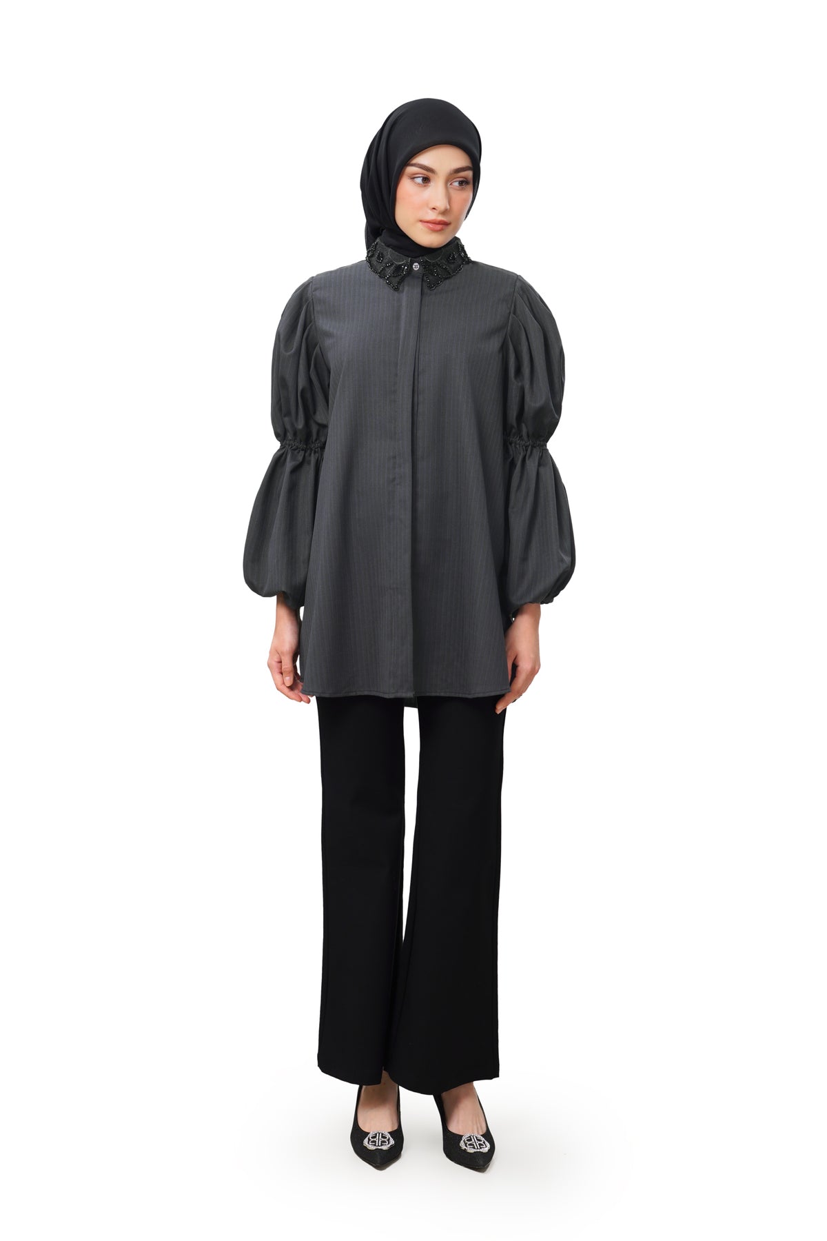 Haylen Puffy Shirt - Black