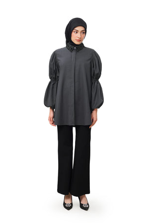 Haylen Puffy Shirt - Black