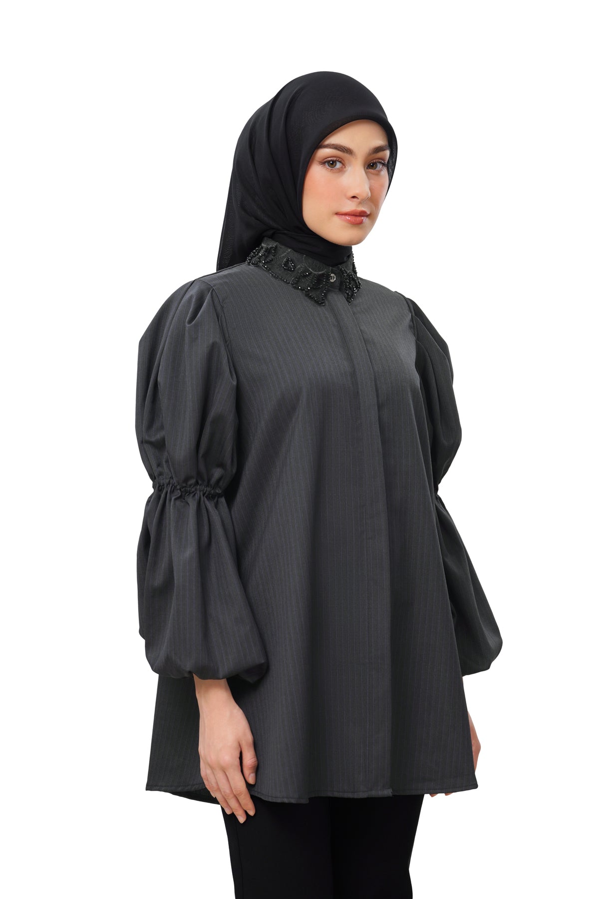 Haylen Puffy Shirt - Black