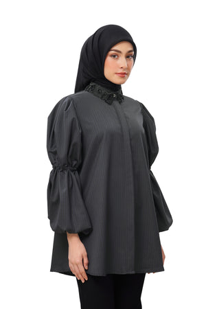 Haylen Puffy Shirt - Black