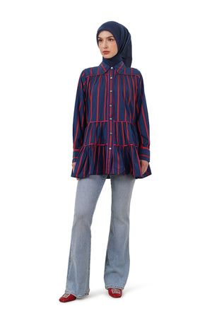 Haru Tiered Shirt - Navy