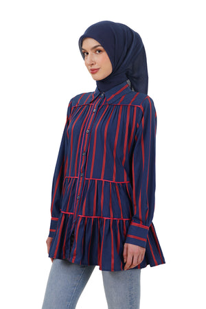 Haru Tiered Shirt - Navy