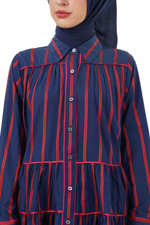 Haru Tiered Shirt - Navy