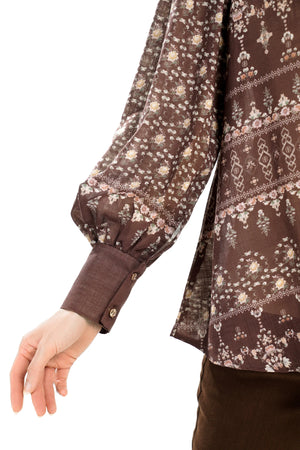 Ikat Blossom Blouse - Brown