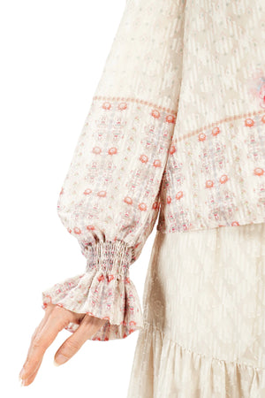 Ikat Blossom Crop Blouse - Beige