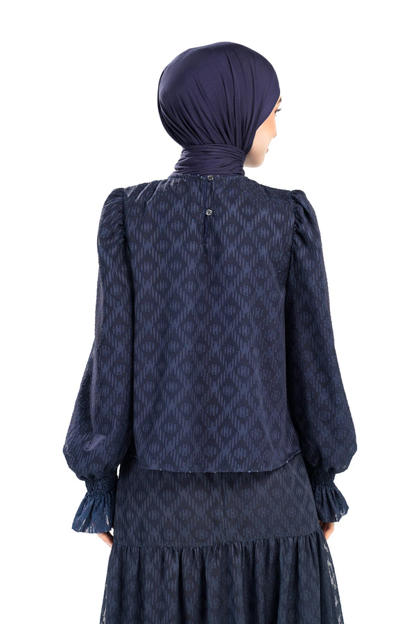 Ikat Blossom Crop Blouse - Midnight