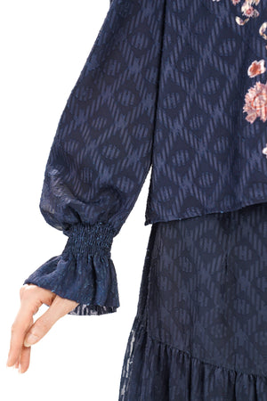 Ikat Blossom Crop Blouse - Midnight