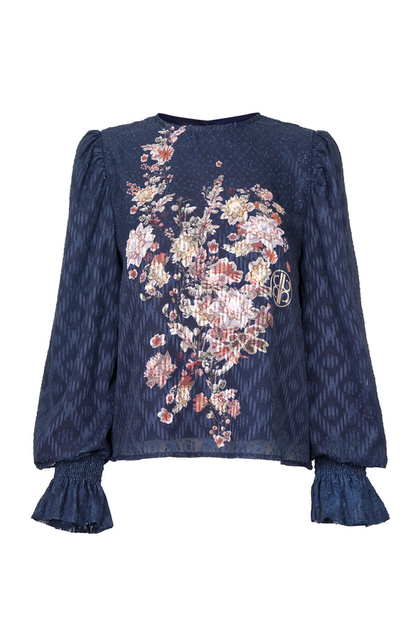Ikat Blossom Crop Blouse - Midnight
