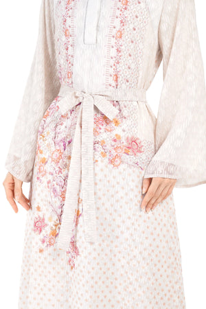 Ikat Blossom Loose Dress - Beige