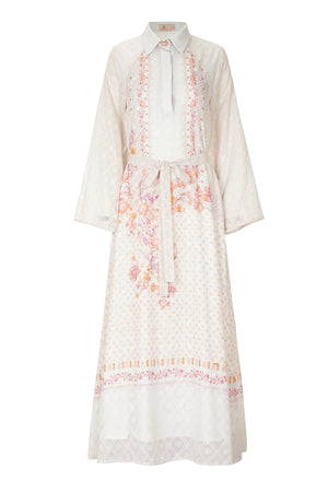 Ikat Blossom Loose Dress - Beige