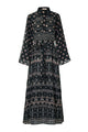 Ikat Blossom Loose Dress - Black