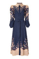 Ikat Blossom Puff Shirt Dress - Midnight