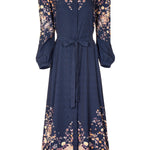 Ikat Blossom Puff Shirt Dress - Midnight