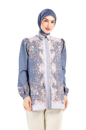 Ikat Blossom Shirt - Blue