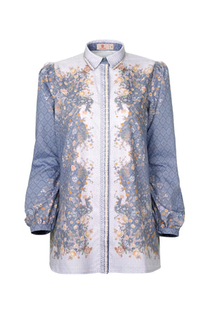 Ikat Blossom Shirt - Blue