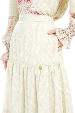 Ikat Blossom Tier Skirt - Beige