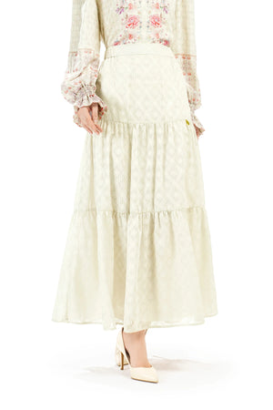 Ikat Blossom Tier Skirt - Beige