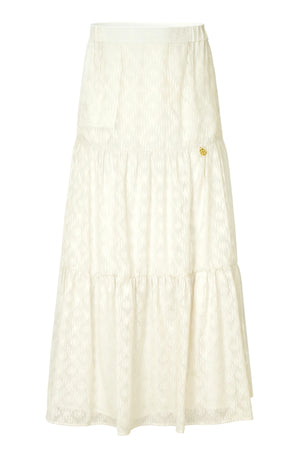 Ikat Blossom Tier Skirt - Beige