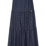 Ikat Blossom Tier Skirt - Navy