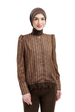 Intertwined Flare Shirt - Brown