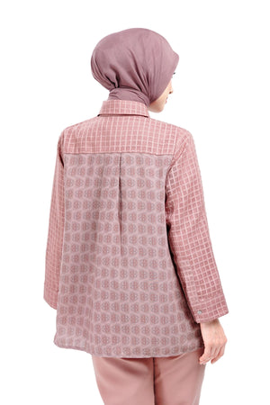 Intertwined Lace Beaded Shirt - Pink